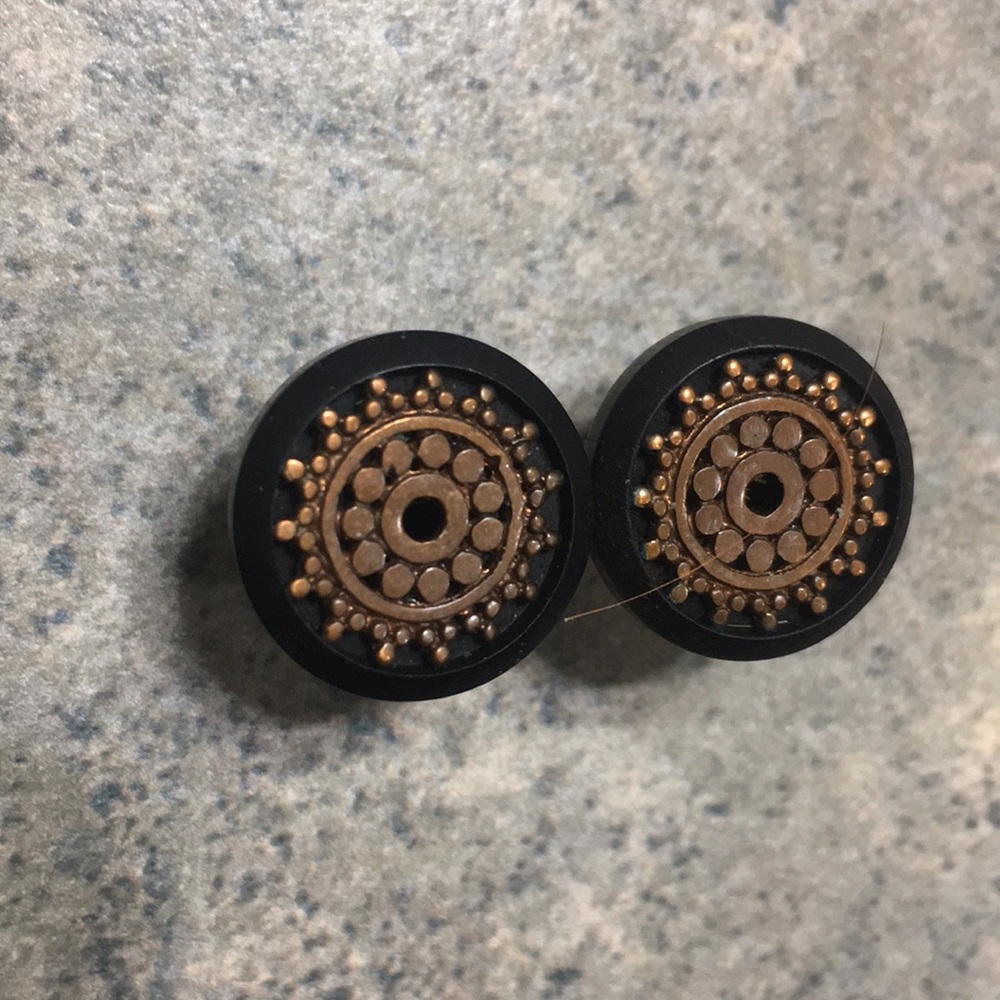 0g brass inlay wooden earrings